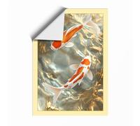 Koi in Sunlit Water Coastal Unframed Wall Art Print A3 (42×29.7cm), Wall Decor for Living Room, Bedroom, Office & Home, Art Gift