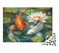 Koi in The Lotus Pond Rätsel Für Erwachsene |Beautiful Lotus| Familienspaß-Puzzles 1000pcs (75x50cm) Erwachsene