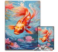 Koi Japanese Fish PaintingJigsaw Puzzles for Adults 1000 Piece Difficult Puzzles for Adults Perfect Home Or Office Decor Ideal 1000 PCS(75x50cm)