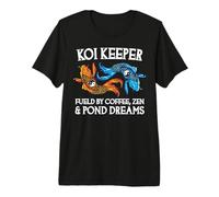 Koi Keeper Fueled by Coffee Zen and Pond Dreams Premium T-Shirt