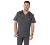 KOI Lite Men's Force 3 Pocket V-Neck Scrub Top- Charcoal- Medium