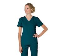 KOI Lite Women's Philosophy 316 Mock Wrap Side Zipper Scrub Top- Caribbean- X-Small