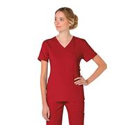 KOI Lite Women's Philosophy 316 Mock Wrap Side Zipper Scrub Top- Ruby- Medium