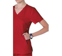KOI Lite Women's Philosophy 316 Mock Wrap Side Zipper Scrub Top- Ruby- Medium