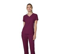 KOI Lite Women's Philosophy 316 Mock Wrap Side Zipper Scrub Top- Wine- Large