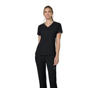 KOI Lite Women's Philosophy Mock Wrap Side Zipper Solid Scrub Top Medium Black