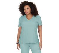 KOI Lite Women's Philosophy Mock-Wrap Scrub Top, 3 Pockets, Lightweight Stretch Fabric, Sage, L