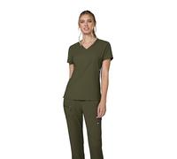 KOI Lite Women's Philosophy Mock Wrap Side Zipper Solid Scrub Top X-Large Olive Green
