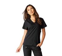 KOI Lite Women's Philosophy Mock Wrap Side Zipper Solid Scrub Top X-Small Black