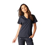KOI Lite Women's Philosophy Mock Wrap Side Zipper Solid Scrub Top X-Small Charcoal