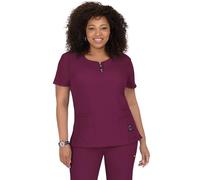 KOI Lite Women's Serenity 317 Round Zip Neck Scrub Top- Wine- Large