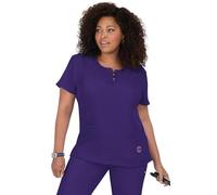 KOI Lite Women's Serenity Round Zip Neck Solid Scrub Top X-Small Grape