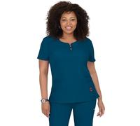 KOI Lite Women's Serenity Round Zip Neck Solid Scrub Top XX-Small Caribbean