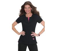 KOI Lite Women's Serenity Round Zip Neck Solid Scrub Top XXX-Large Black