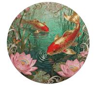 Koi Lotus Pool Personalized Jigsaw Puzzles, 195Pcs Custom Wooden Jigsaw Puzzle Round Puzzle Gift Adult