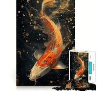 Koi Lucky Fish 1000 Pieces Puzzles for Teenagers Serene Game Smooth Joint Pattern Build (38x26cm)