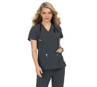 KOI Next Gen 1019 Women's Hustle and Heart Scrub Top, Charcoal, Large