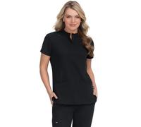 KOI Next Gen Driven Women's 4-Pocket Mandarin Collar Scrub Top, Black, L