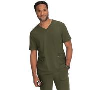 KOI Next Gen Free to Be Men's 4-Pocket Scrub Top, Olive Green, Medium