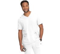 KOI Next Gen Free to Be Men's 4-Pocket Scrub Top, White, Large