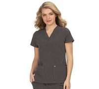 KOI Next Gen Hustle and Heart Women's 3-Pocket Stretch Scrub Top, Heather Grey, XXS
