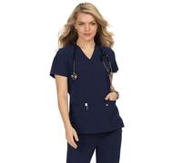 KOI Next Gen Hustle and Heart Women's 3-Pocket Stretch Scrub Top, Navy, S