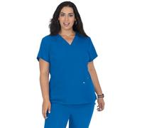 KOI Next Gen Hustle and Heart Women's 3-Pocket Stretch Scrub Top, Royal Blue, L