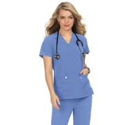 KOI Next Gen Hustle and Heart Women's 3-Pocket Stretch Scrub Top, True Ceil, S
