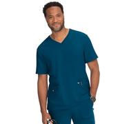 KOI Next Gen Free to Be Men's 4-Pocket Scrub Top, Caribbean Blue, Medium