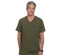KOI Next Gen Men's On Call 1-Pocket Scrub Top, 4-Way Stretch, Wrinkle-Resistant, Olive Green, XL