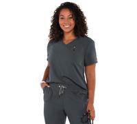 KOI Next Gen Ready to Work Women's 1-Pocket Tuck-in Scrub Top, Charcoal, S