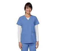 KOI Next Gen Hustle and Heart Women's 3-Pocket Stretch Scrub Top, True Ceil, S