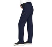 KOI Next Gen Women's On the Move 6 Pocket Maternity Scrub Pants, 4-Way Stretch, Over-Belly Panel, Navy, M Petite
