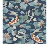 Koi Pond Wallpaper Blue Orange Lily Pads Floral Paste The Wall Vinyl Textured
