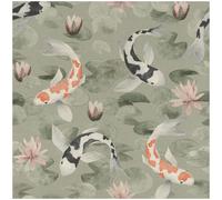 Koi Pond Wallpaper Green Fish Floral Lily Pads Paste The Wall Vinyl Textured