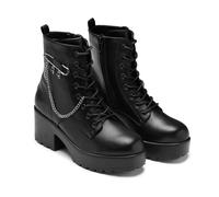 KOI Salvius Safety Pin Military Lace Up Boots Laced Boots black EU37