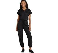 KOI | SmileyWorld Jolly Women's 7-Pocket Jogger-Style Scrub Pants, Black, Large