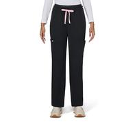KOI Solis x Freda Women's 6-Pocket Wide Leg Scrub Pant, Black, L Petite