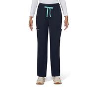 KOI Solis x Freda Women's 6-Pocket Wide Leg Scrub Pant, Navy, M Petite