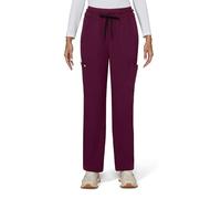 KOI Solis Women's Freda Wide Leg Scrub Pants, 6 Pockets, 4-Way Stretch, Drawstring Waist, Wine, Large