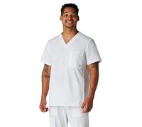 KOI Solis x Caldwell Men's 4-Pocket Scrub Top, White, Medium