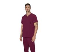 KOI Solis x Caldwell Men's 4-Pocket Scrub Top, Wine, Large