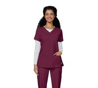 KOI Solis x Sari Women's 4-Pocket Scrub Top, Wine, L