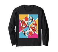 Koi Swimming Harmony Pond Culture Japanese Garden Scale Long Sleeve T-Shirt