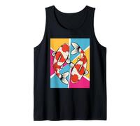 Koi Swimming Harmony Pond Culture Japanese Garden Scale Tank Top