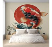 Koi Wallpaper for Living Room, Japanese Carp Wall Mural for Bedroom 250x175 cm, Non-Woven Photo Wallpaper, Home Decor D&O75