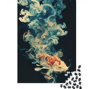 Koi Wisp 1000-Piece Puzzle for Adults, 52x38cm/1000pcs; for A Quiet Evening Project at Home; White Pieces for Organised Sorting