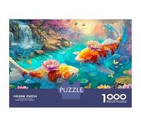 Koi with Lotus Blossoms on Their Backs 1000-Piece Jigsaw Puzzle Colorful Koi Classic & Challenging, Gift for All Ages 70x50cm/1000pcs