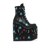 KOI Women's Musical Leek Miku Mega Platform Charm Boots in Black | Size: 4 KOI Black 4