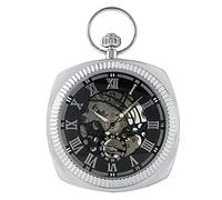 KOIAMVZW Antique Black/Silver/Gold Mechanical Pocket Watch Unique Square 30cm Snake Chain Hand Winding High Graded Clock Art Collectibles Decoration